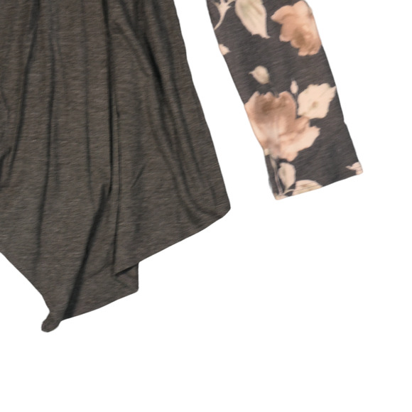 Cool Melon Cardigan Women 3XL Gray Floral Stretch Waterfall Hem Lightweight Boho - Picture 3 of 10